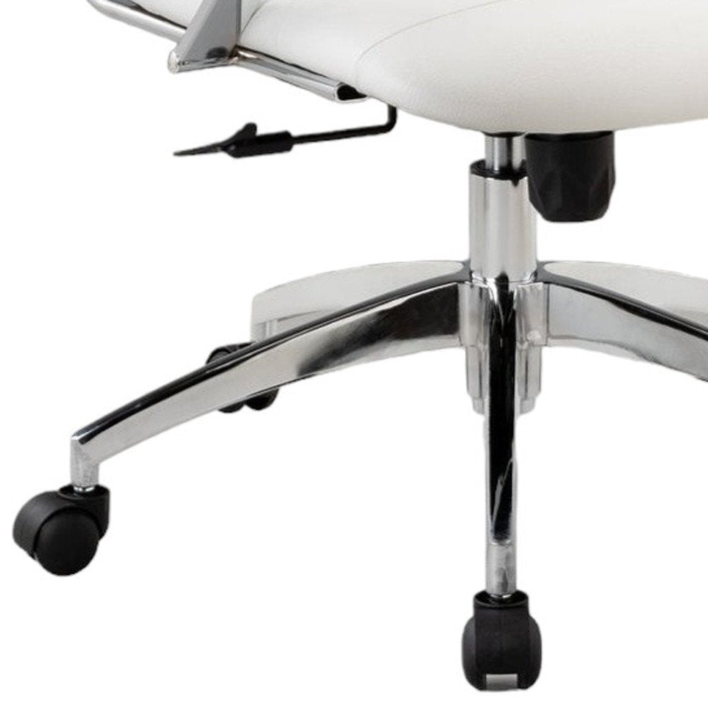 White and Silver Adjustable Height Swivel Rolling Office Chair  Warm Home View