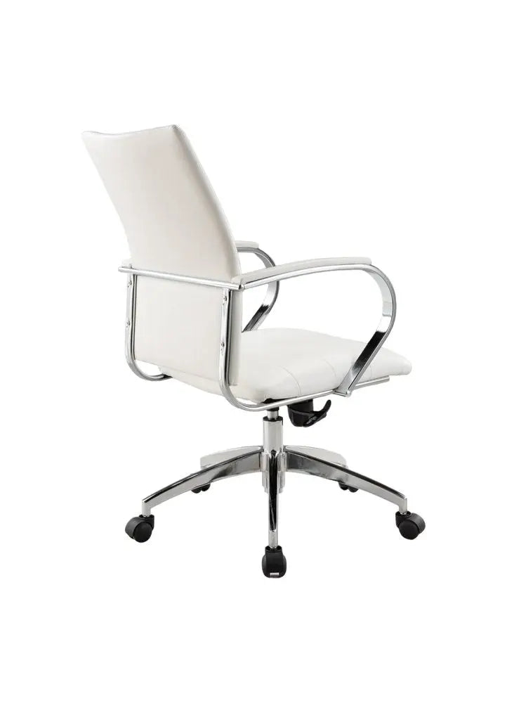 White and Silver Adjustable Height Swivel Rolling Office Chair  Warm Home View