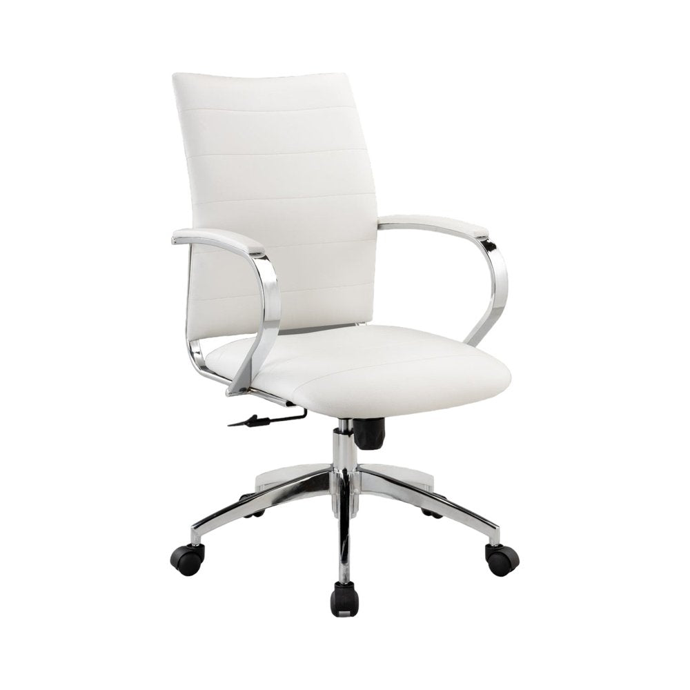 White and Silver Adjustable Height Swivel Rolling Office Chair  Warm Home View