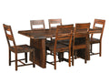 Seven Piece Brown Solid Wood Dining Set with Six Chairs  Warm Home View