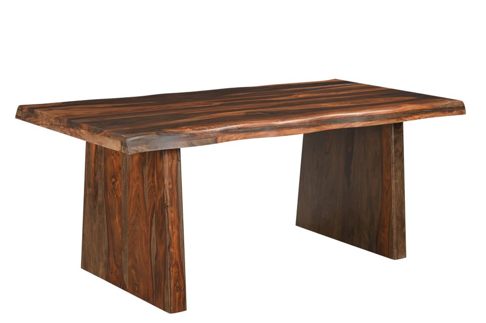 Seven Piece Brown Solid Wood Dining Set with Six Chairs  Warm Home View