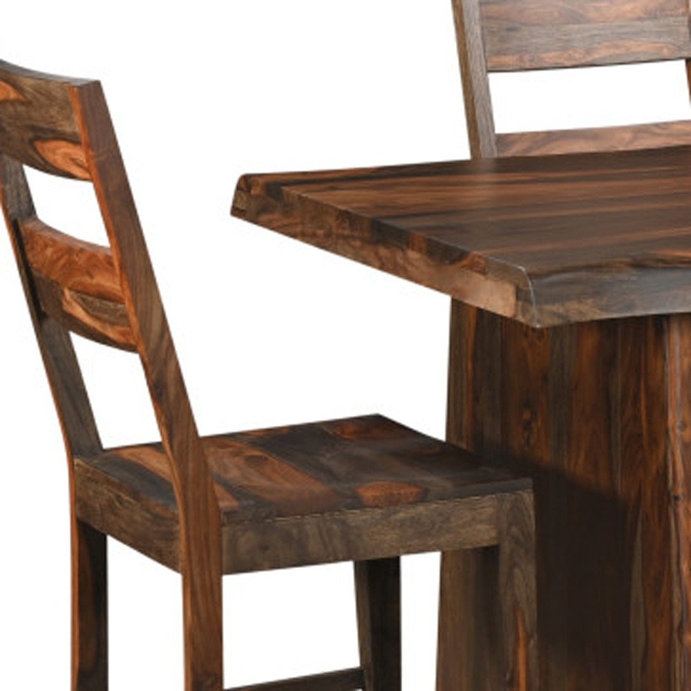 Seven Piece Brown Solid Wood Dining Set with Six Chairs  Warm Home View