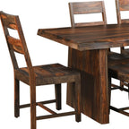 Seven Piece Brown Solid Wood Dining Set with Six Chairs  Warm Home View