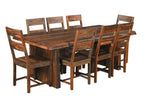 Nine Piece Brown Solid Wood Dining Set with Eight Chairs  Warm Home View