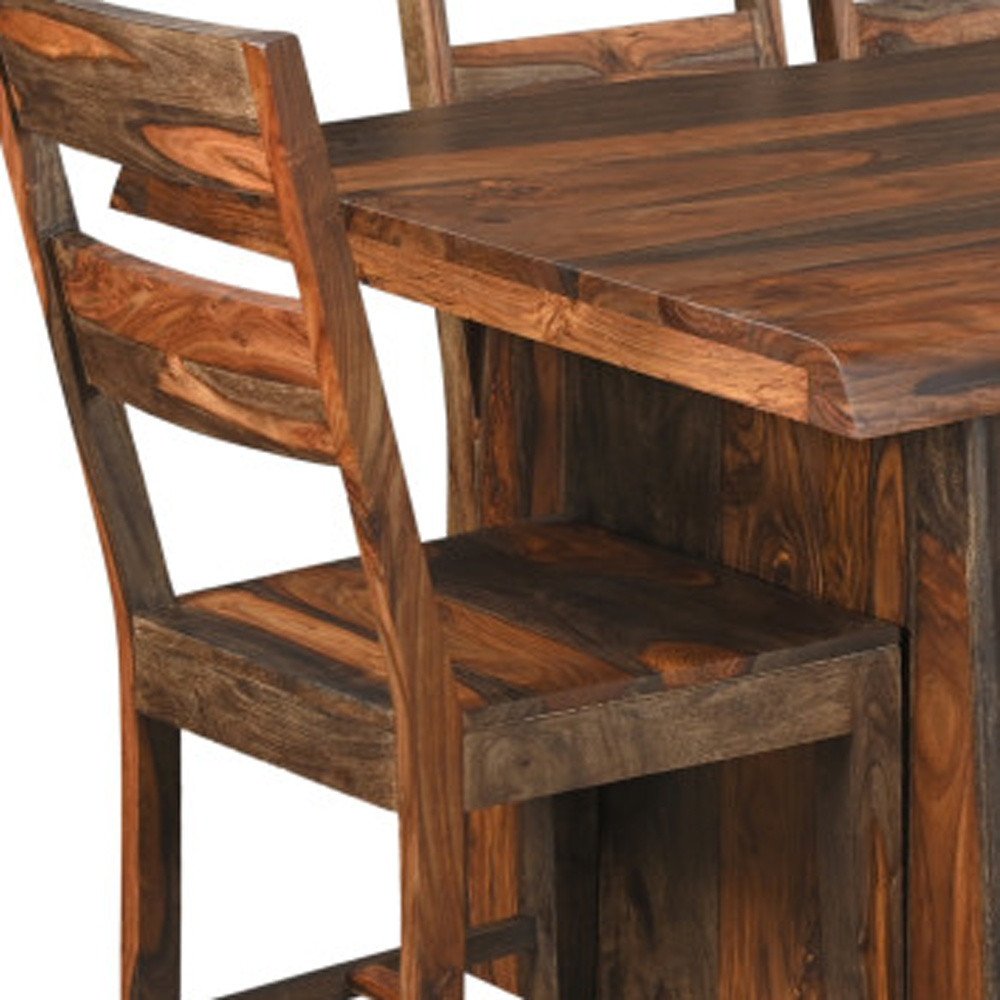 Nine Piece Brown Solid Wood Dining Set with Eight Chairs  Warm Home View