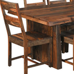 Nine Piece Brown Solid Wood Dining Set with Eight Chairs  Warm Home View