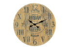24" Natural Distressed Solid Wood Silent Analog Round Wall Clock  Warm Home View
