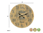 24" Natural Distressed Solid Wood Silent Analog Round Wall Clock  Warm Home View
