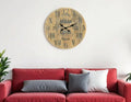 24" Natural Distressed Solid Wood Silent Analog Round Wall Clock  Warm Home View