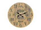 24" Natural Distressed Solid Wood Silent Analog Round Wall Clock  Warm Home View
