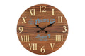24" Brown Solid Wood Silent Analog Round Wall Clock  Warm Home View
