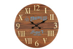 24" Brown Solid Wood Silent Analog Round Wall Clock  Warm Home View