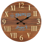 24" Brown Solid Wood Silent Analog Round Wall Clock  Warm Home View