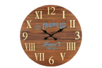 24" Brown Solid Wood Silent Analog Round Wall Clock  Warm Home View