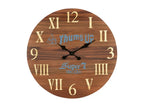 24" Brown Solid Wood Silent Analog Round Wall Clock  Warm Home View