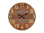 24" Brown Solid Wood Silent Analog Round Wall Clock  Warm Home View