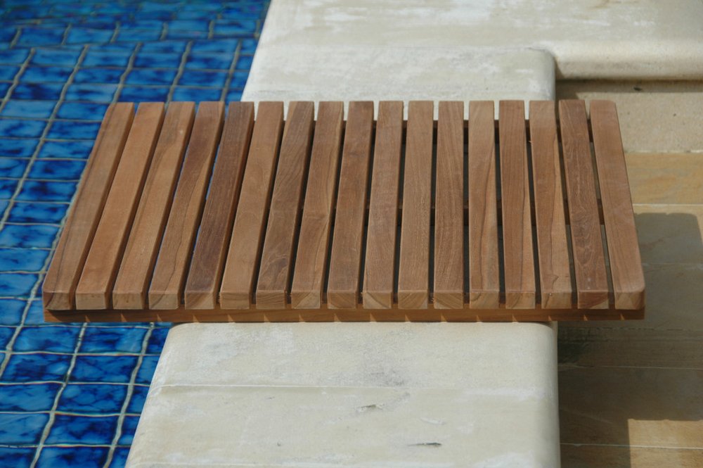 Natural Teak 24" Square Shower Mat  Warm Home View