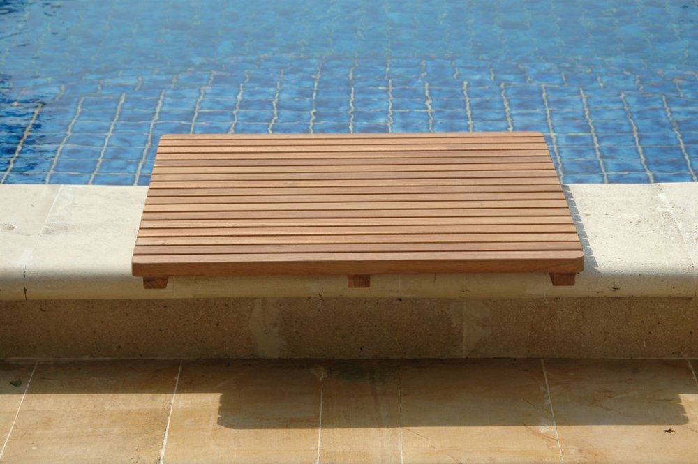 Natural Teak 24" Square Shower Mat  Warm Home View