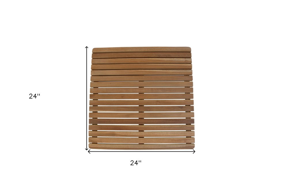 Natural Teak 24" Square Shower Mat  Warm Home View