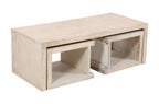 Three Piece Natural Solid Wood Distressed Sled Coffee And End Tables Set  Warm Home View