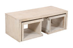 Three Piece Natural Solid Wood Distressed Sled Coffee And End Tables Set  Warm Home View