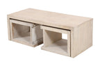 Three Piece Natural Solid Wood Distressed Sled Coffee And End Tables Set  Warm Home View