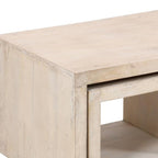 Three Piece Natural Solid Wood Distressed Sled Coffee And End Tables Set  Warm Home View