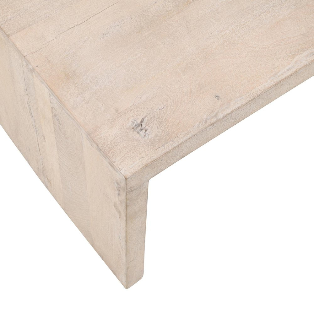 Three Piece Natural Solid Wood Distressed Sled Coffee And End Tables Set  Warm Home View