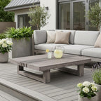 33" Gray Solid Wood Outdoor Coffee Table  Warm Home View