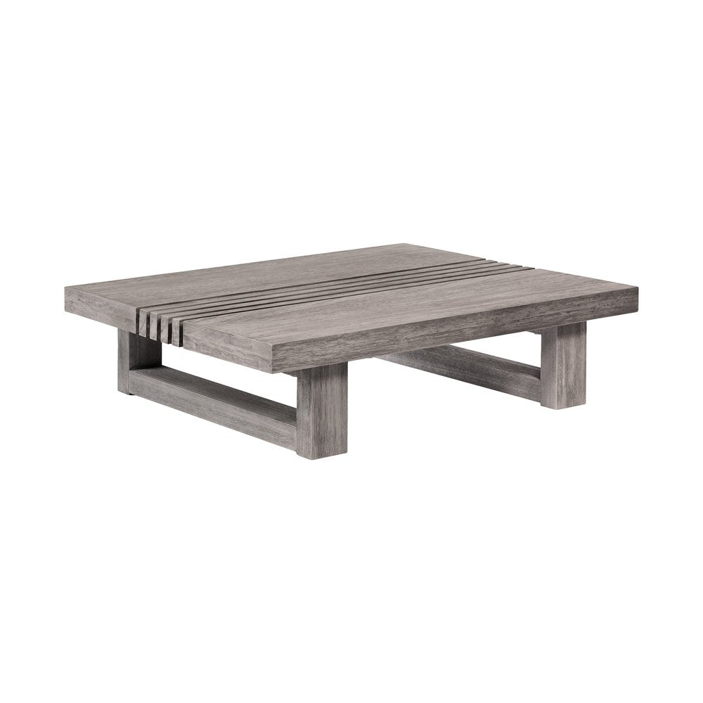 33" Gray Solid Wood Outdoor Coffee Table  Warm Home View