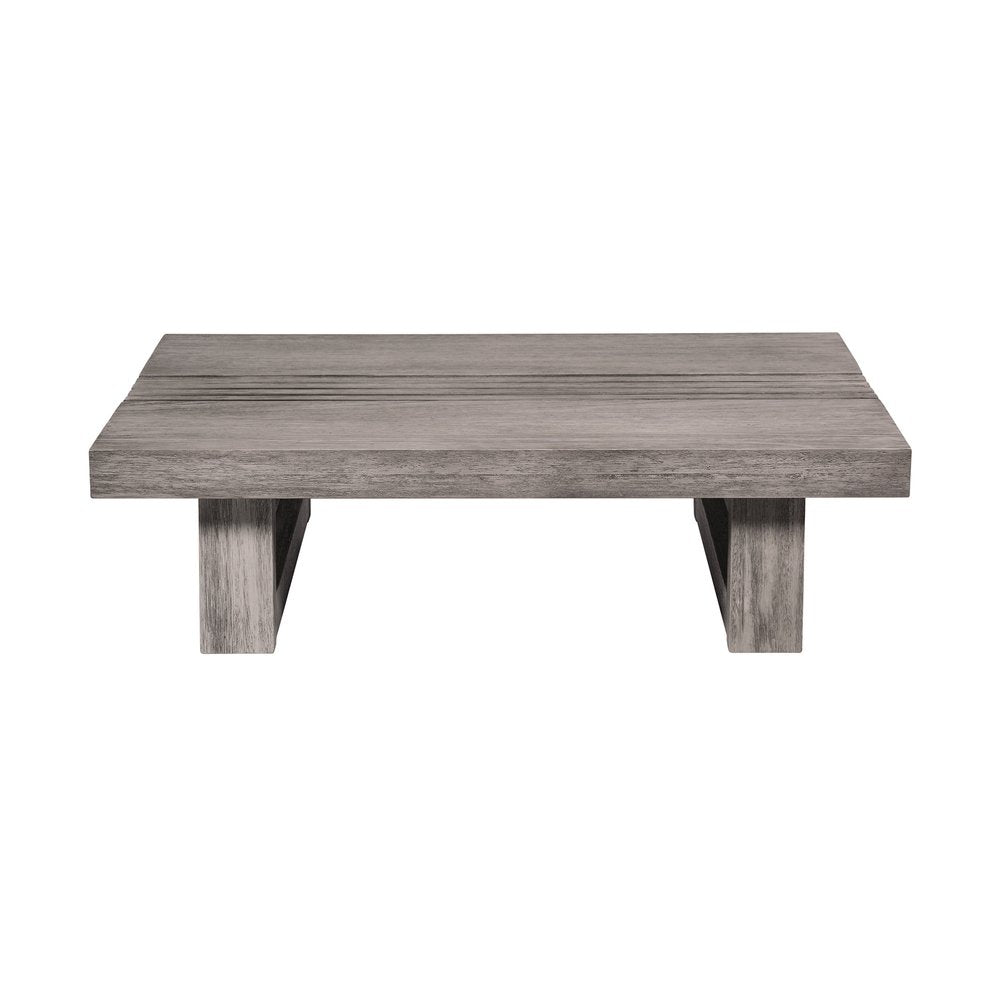 33" Gray Solid Wood Outdoor Coffee Table  Warm Home View