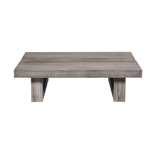 33" Gray Solid Wood Outdoor Coffee Table  Warm Home View
