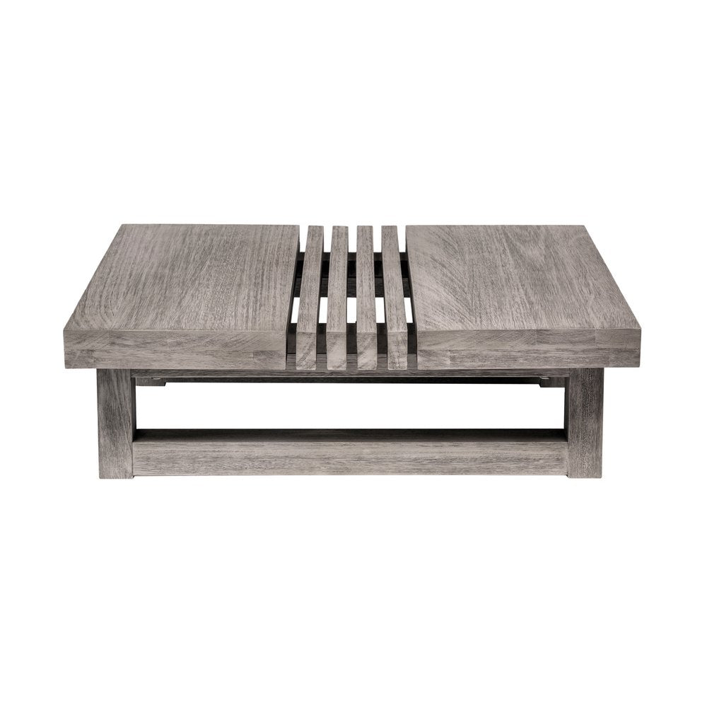 33" Gray Solid Wood Outdoor Coffee Table  Warm Home View