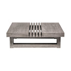 33" Gray Solid Wood Outdoor Coffee Table  Warm Home View