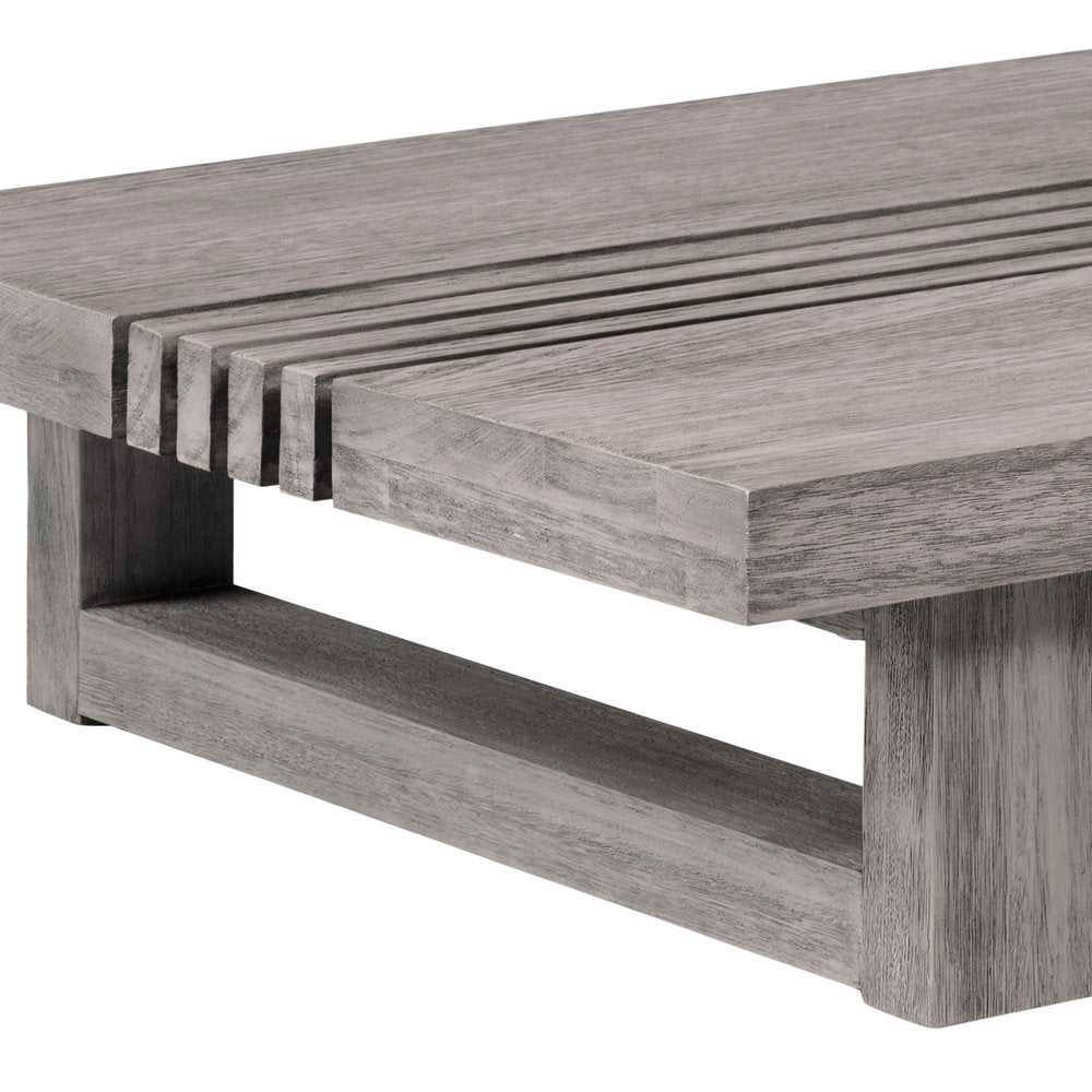 33" Gray Solid Wood Outdoor Coffee Table  Warm Home View