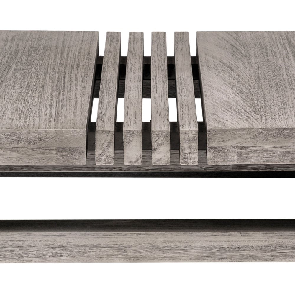 33" Gray Solid Wood Outdoor Coffee Table  Warm Home View