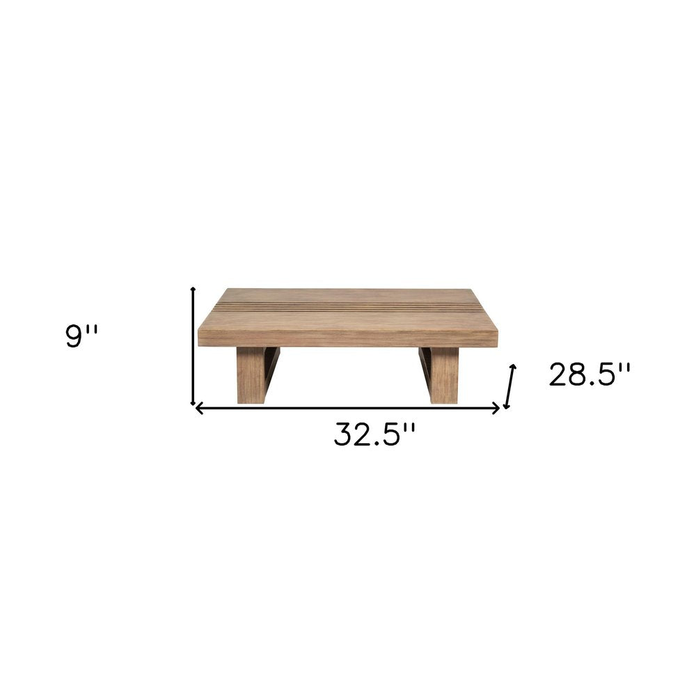 33" Natural Solid Wood Outdoor Coffee Table  Warm Home View