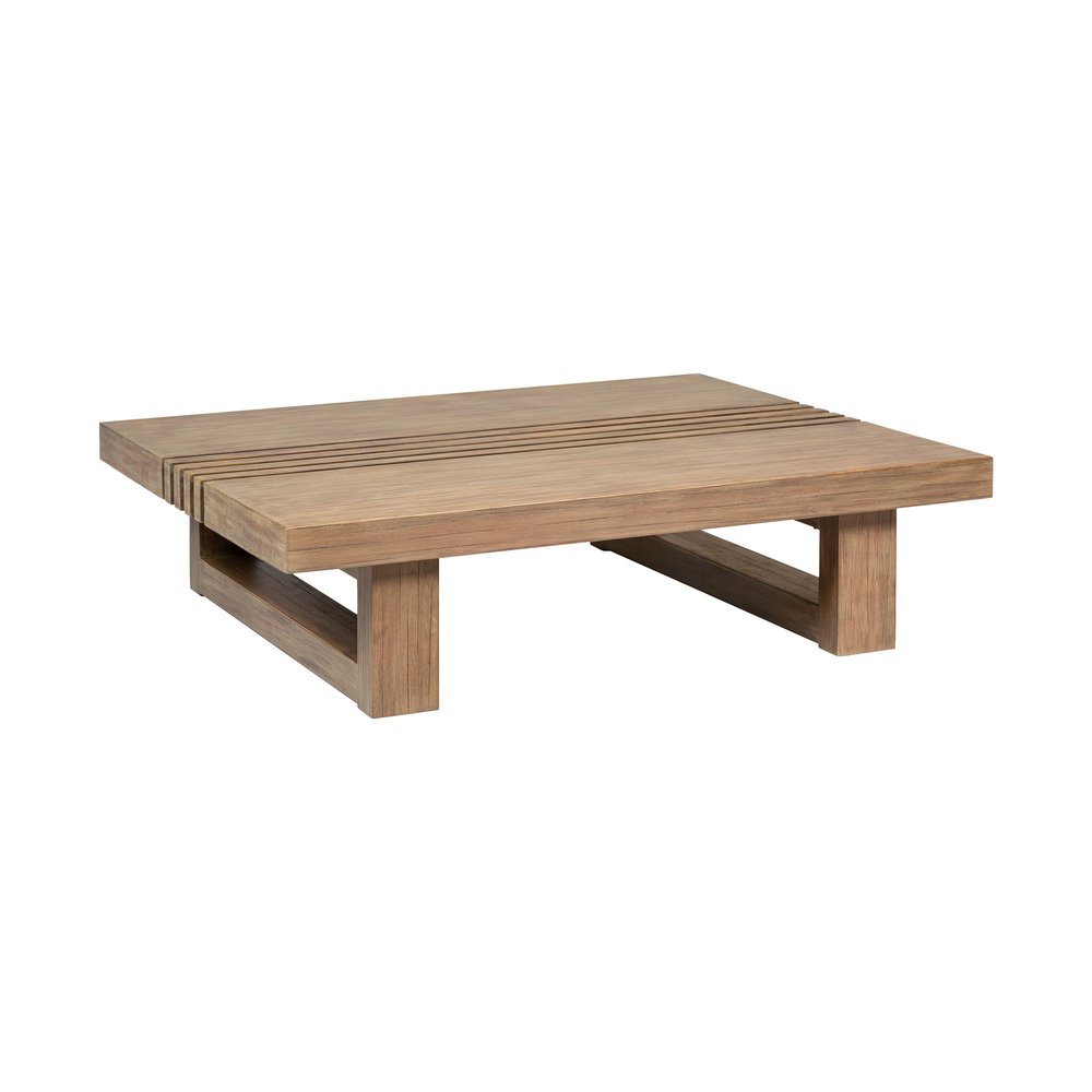 33" Natural Solid Wood Outdoor Coffee Table  Warm Home View