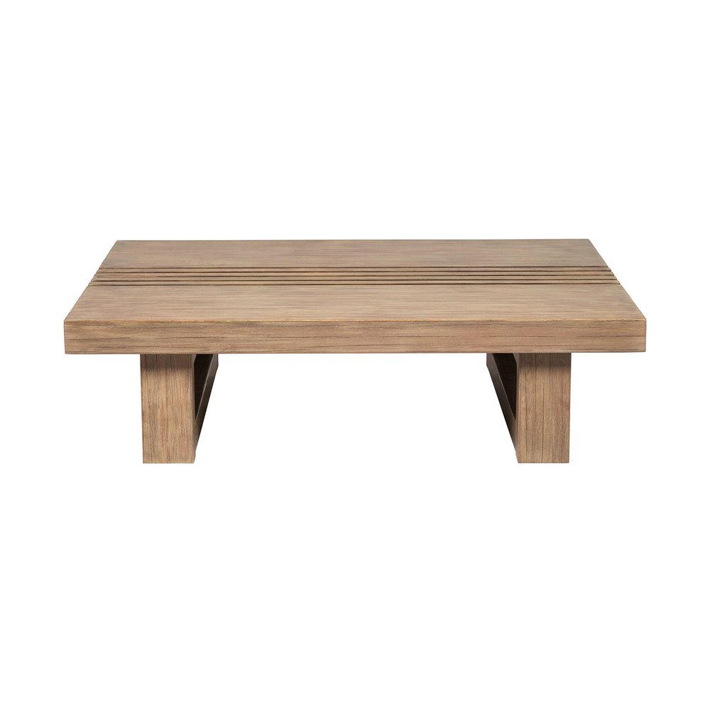 33" Natural Solid Wood Outdoor Coffee Table  Warm Home View