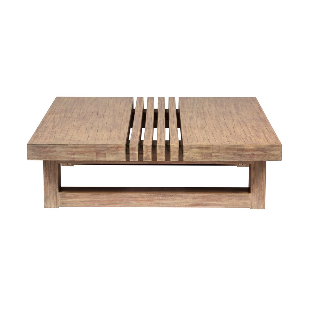 33" Natural Solid Wood Outdoor Coffee Table  Warm Home View