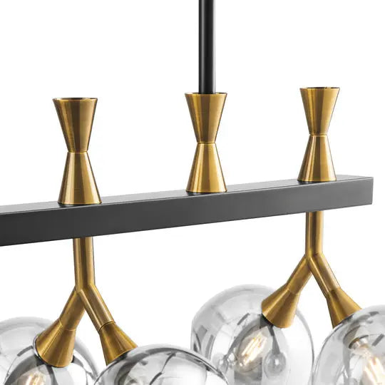 Sonder Rectangular Gold and Black Chandelier  Warm Home View