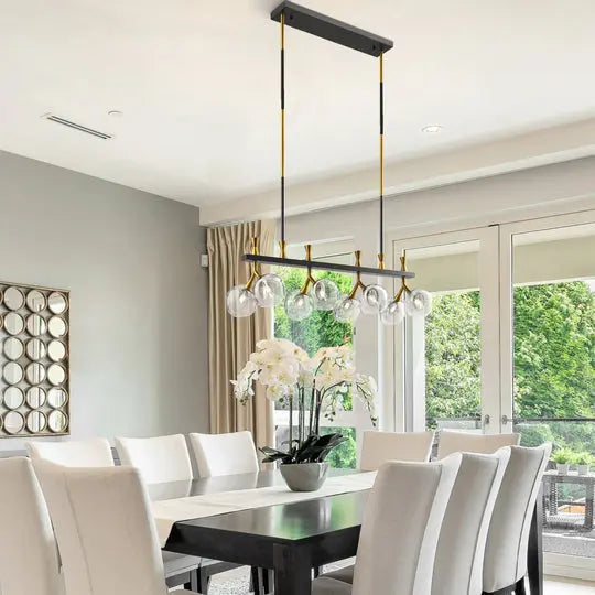 Sonder Rectangular Gold and Black Chandelier  Warm Home View