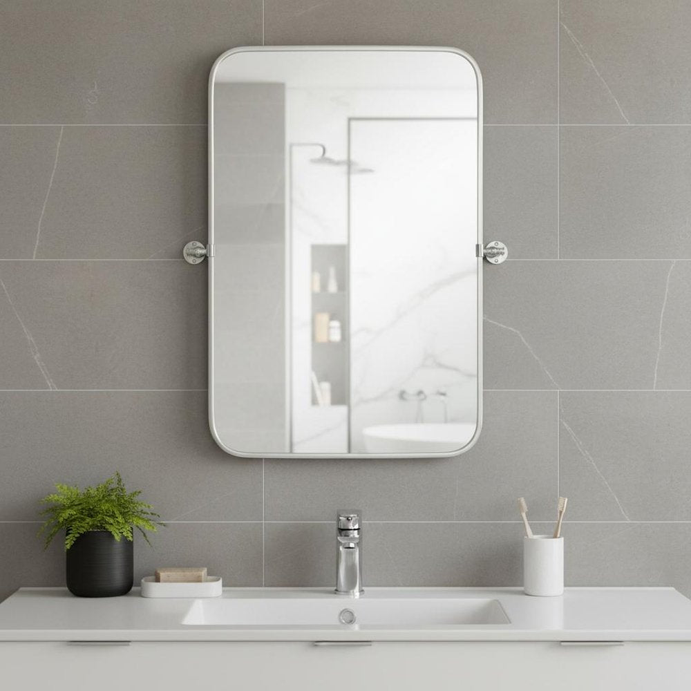 Set of Two 32" Silver Metal Framed Accent Mirrors  Warm Home View