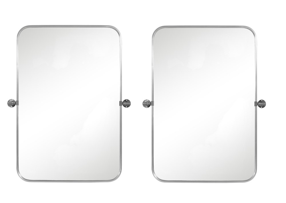 Set of Two 32" Silver Metal Framed Accent Mirrors  Warm Home View