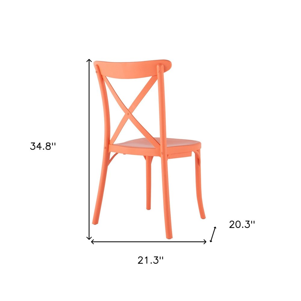 Set of Two Salmon Heavy Duty Plastic Outdoor Stacking Dining Chairs  Warm Home View