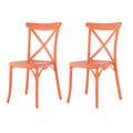 Set of Two Salmon Heavy Duty Plastic Outdoor Stacking Dining Chairs  Warm Home View