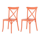 Set of Two Salmon Heavy Duty Plastic Outdoor Stacking Dining Chairs  Warm Home View