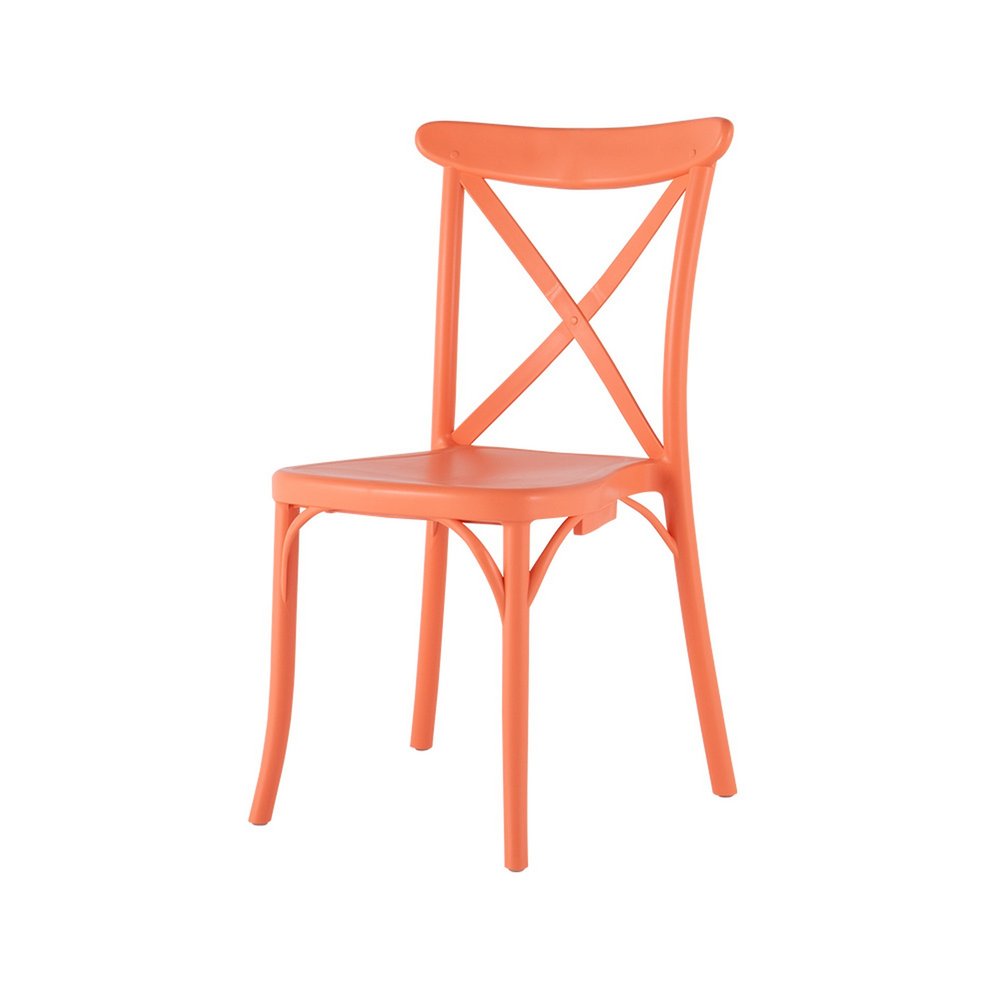 Set of Two Salmon Heavy Duty Plastic Outdoor Stacking Dining Chairs  Warm Home View