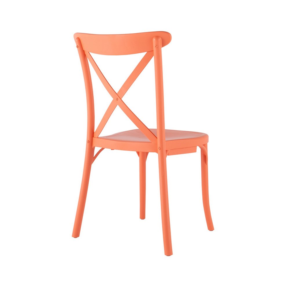 Set of Two Salmon Heavy Duty Plastic Outdoor Stacking Dining Chairs  Warm Home View