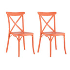Set of Two Salmon Heavy Duty Plastic Outdoor Stacking Dining Chairs  Warm Home View